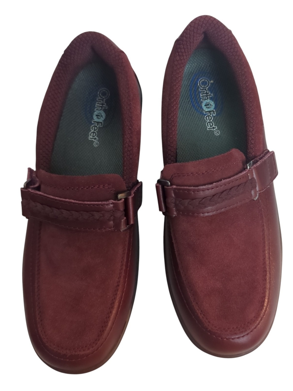 OrthoFeet Chelsea Burgundy Suede Loafers Women’s 7.5 Med Quiet Luxury Minimalist